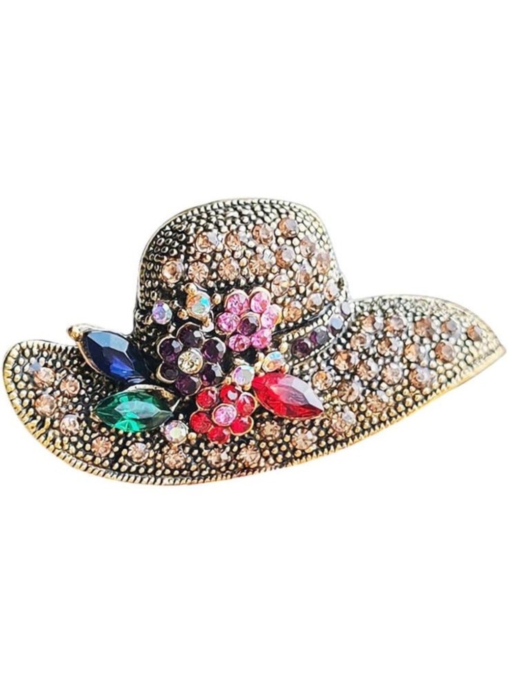Anthropologie Multicolor Crystal Hat Brooch